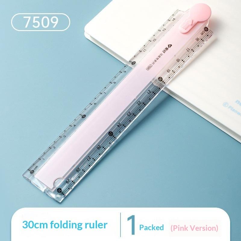 1Pcs Multifunctional Folding Ruler, 4 Colors Available, Clear Scale, Portable For Geometry Drawing & Measuring At School Home