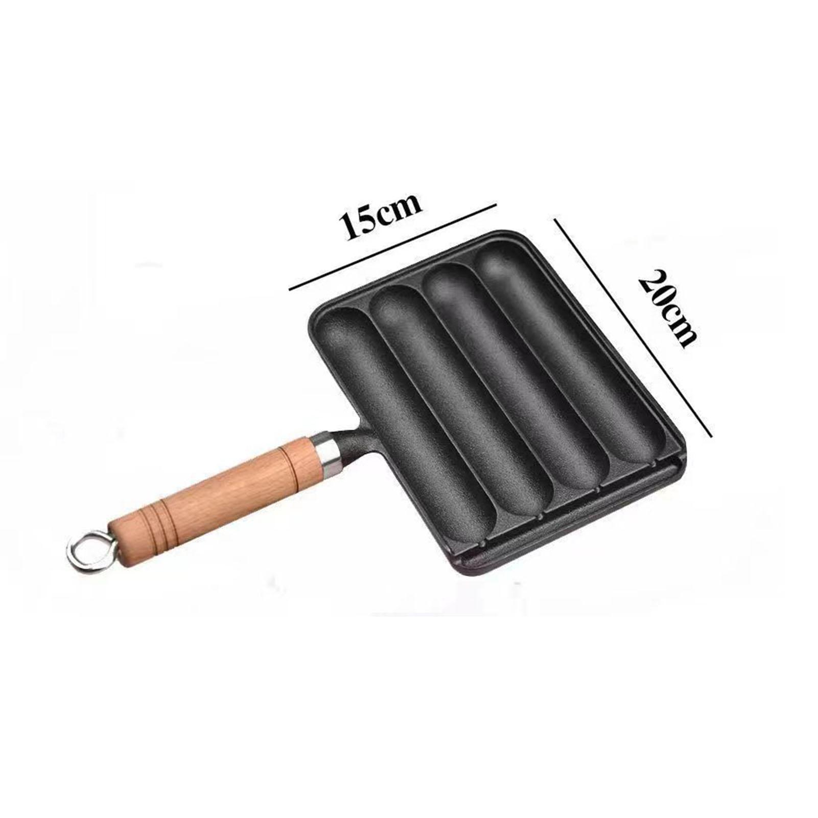 Sausage Grilling Pan Professional Efficient Prevents Stick Spill Proof Thickened Cast Iron Sausage Pan Hot Dog Grill