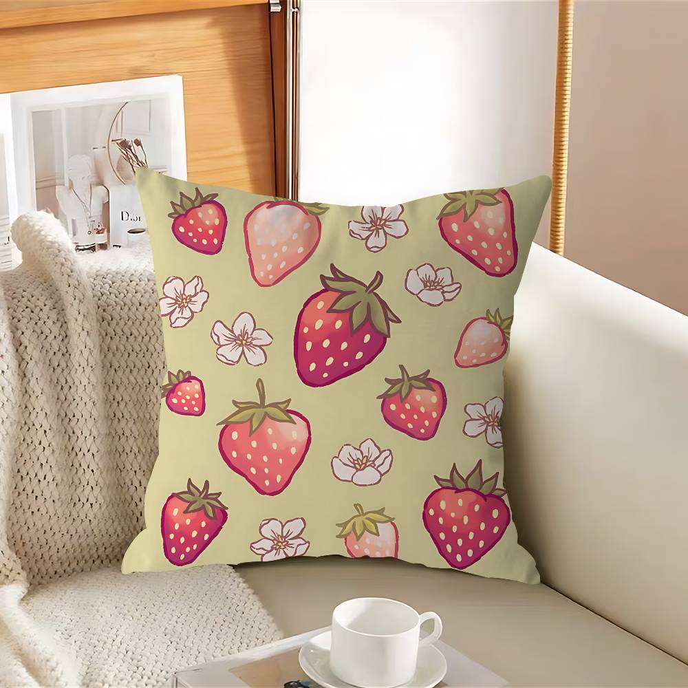 S-strawberry Cute Kawaii Cushion Cover Inches Farmhouse Decor Home Throw Pillow Covers For Couch Decorations