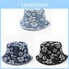 Small Fresh Flower Embroidery Denim Fisherman Hat For Sun Protection And Breathability
