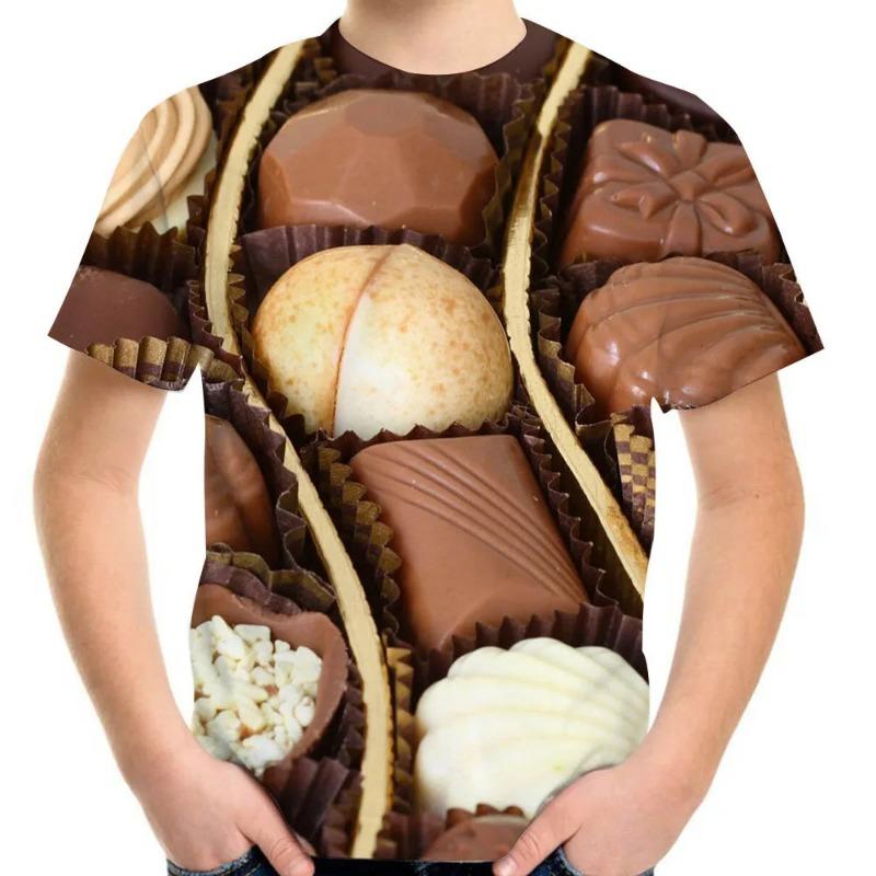 Children's Clothing T-Shirt for Girls Short Sleeve Boy Child Tee Tops Colorful Candy 3D Print Casual O-Neck Kids Summer Clothes