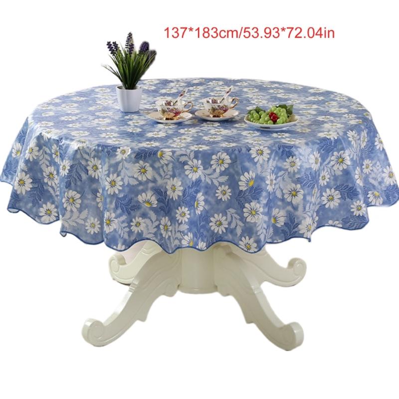 Florals Pattern Tablecloth Oilproof Waterproofs Easy Cleaning Round Table Cover for Home Restaurant Decors Table Cloth