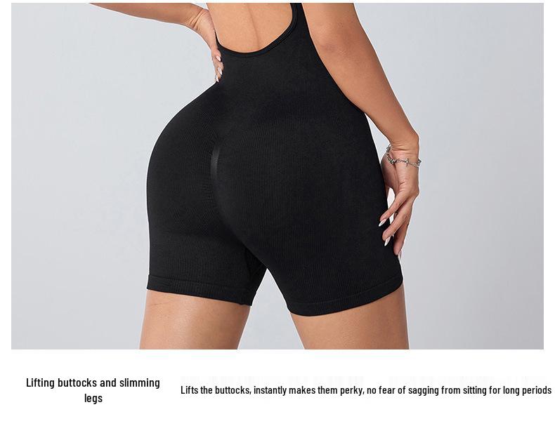 European & American Crossback Open-Back Elastic Fitness Jumpsuit