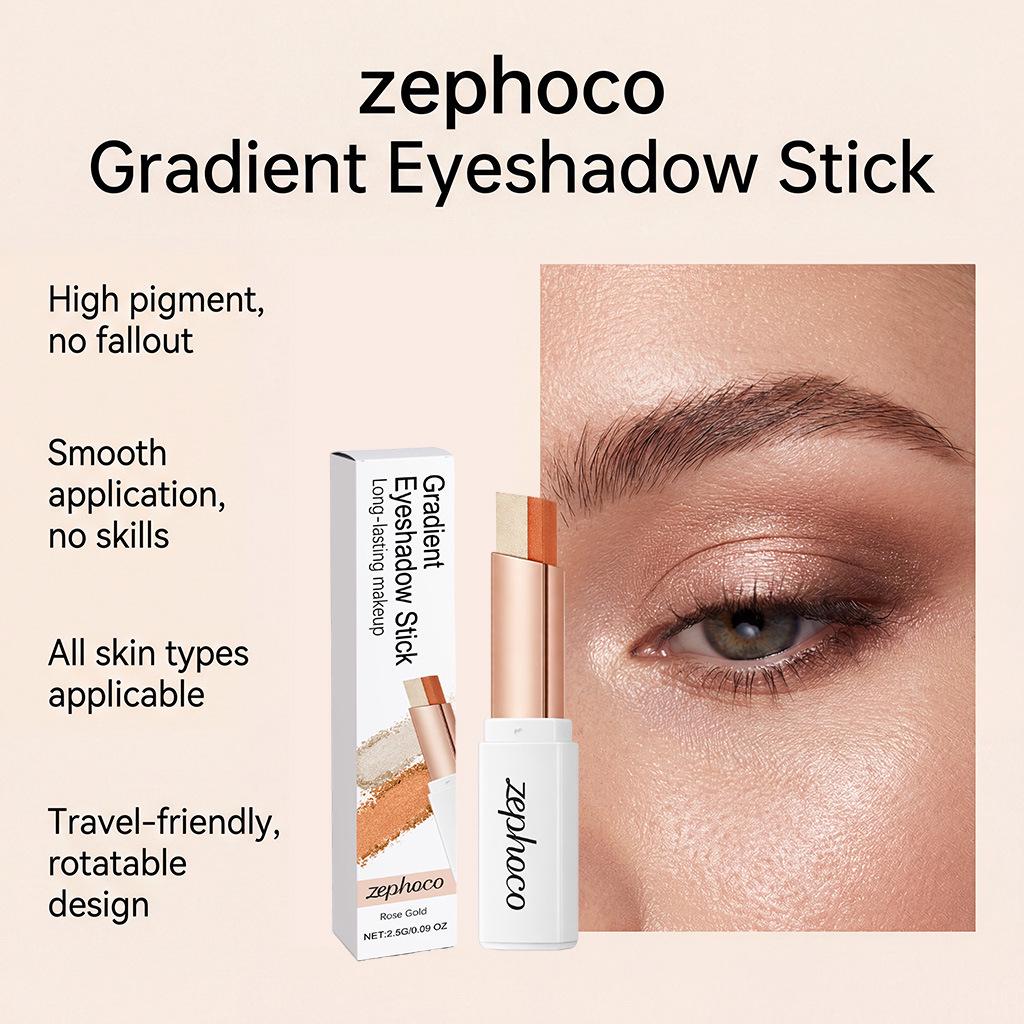Zephoco Rose Gold Gradient Eyeshadow Stick – Smooth, Natural, Portable, Easy Application