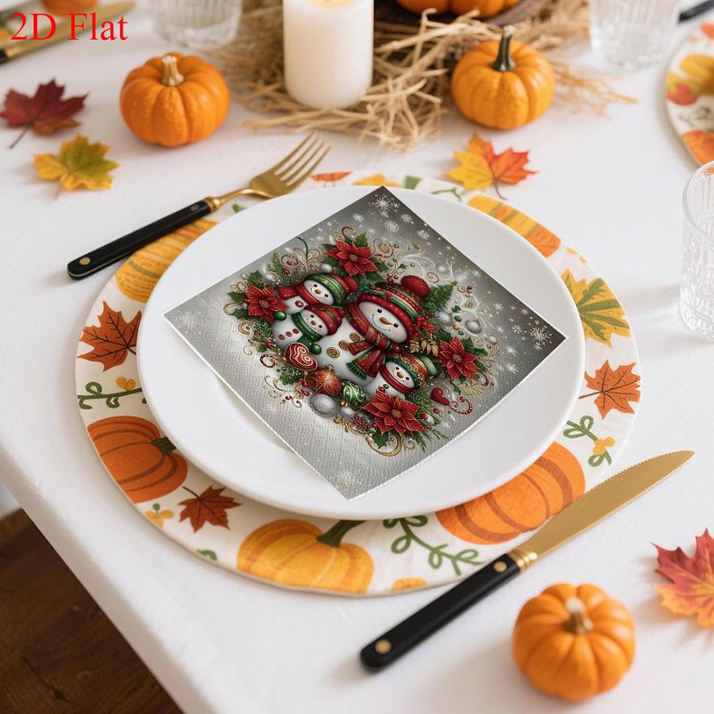 20pcs Disposable Napkins with Christmas Theme Pattern Print for Wedding,Parties,and Daily Use for Thanksgiving Fall Christmas Table Decoration