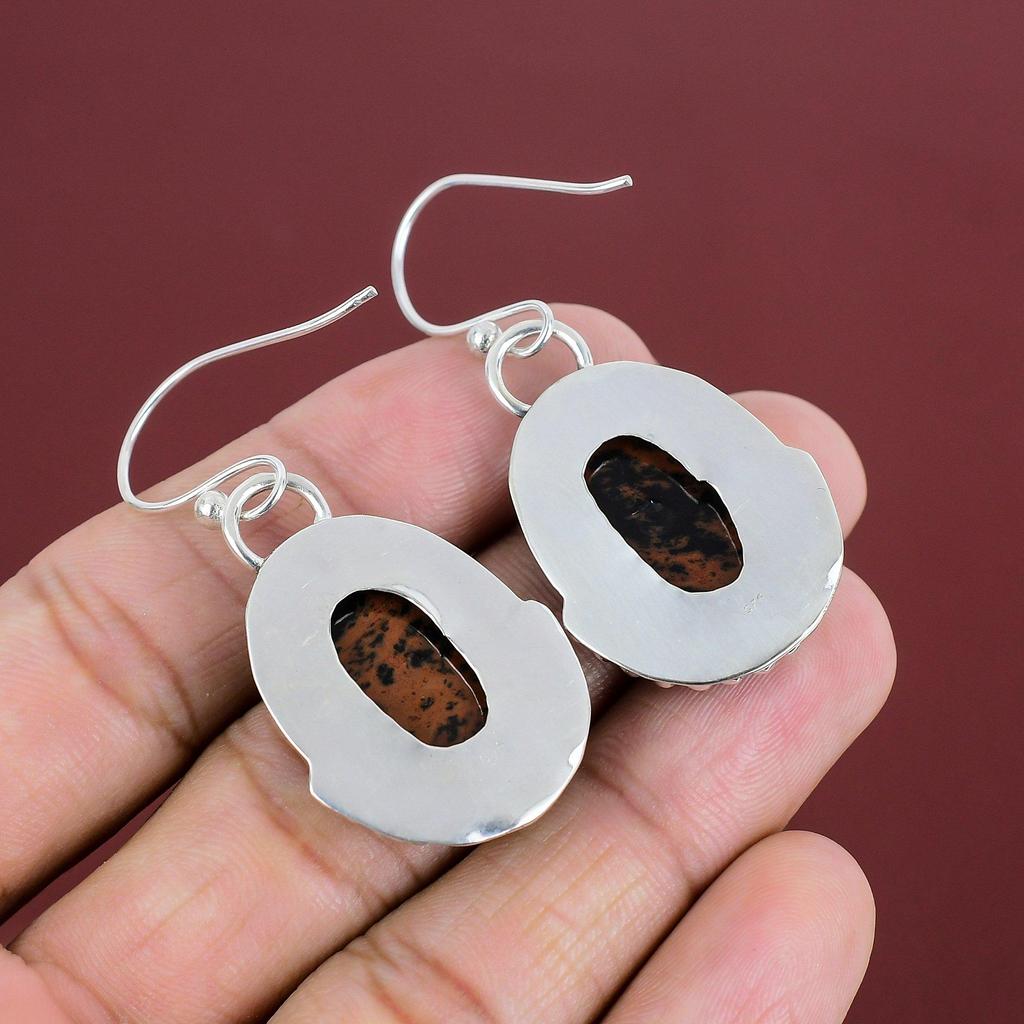 Mahogany Obsidian Earrings Gemstone Jewelry Handmade Earrings 925 Sterling Silver Earring Amazing Drop Earring Gifts For Her Silver Jewelry