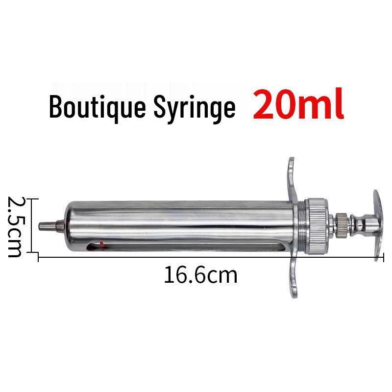 Veterinary Stainless Steel Syringe - 10ml/20ml Breeding Equipment for Pig Farming.
