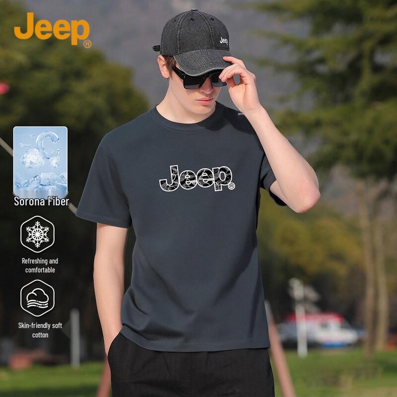 Мужская летняя свободная футболка с коротким рукавом JEEP 4XL