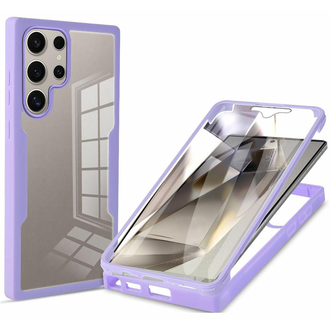 

For Samsung Galaxy S25 Ultra Case Acrylic+TPU Clear Phone Cover with PET Screen Film Purple