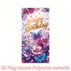 2D Flat Banner 1pc Happy Birthday Decorative Banner 90cm * 180cm/35.4in * 70.8in Floral Butterfly Birthday Decorative Banner Birthday Wall