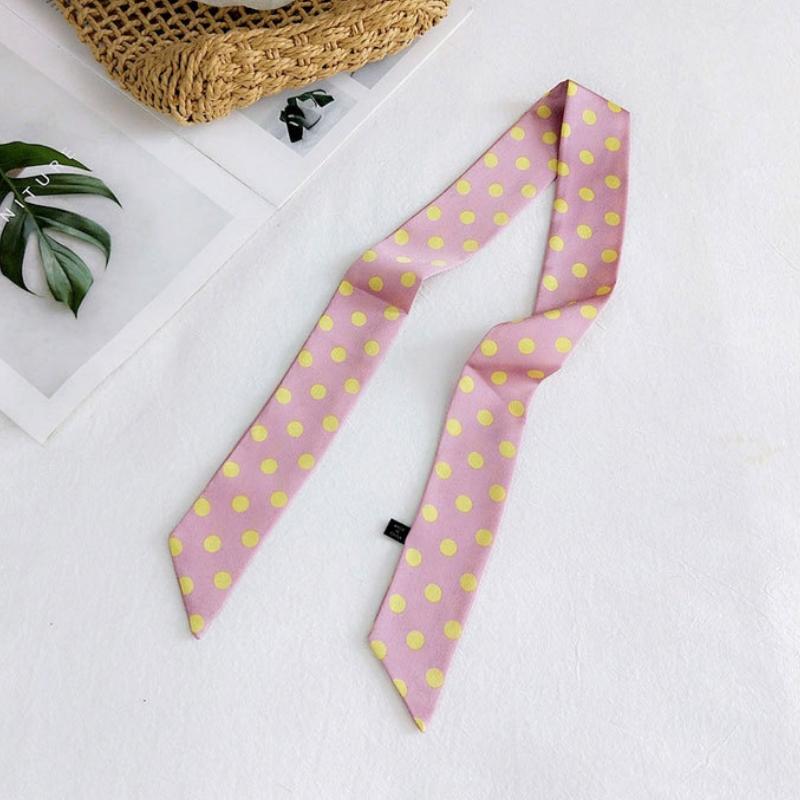 Fashion Dot Ribbon Silk Scarf Women Thin Neck Scarves Lady Small Shawls Narrow Female Neckerchief Dress Accessories