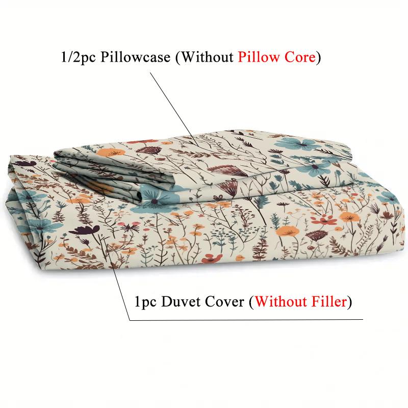 Flower And Flower Pattern 3D Printed Bedding Set, Colorful Style Down Duvet Cover Set, Soft And Comfortable Home Luxury Duvet Co