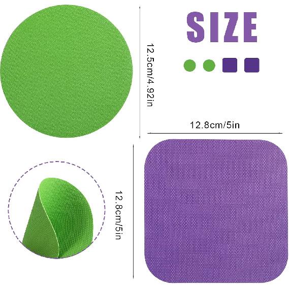 4pcs Jar Opener Gripper Pads, Rubber Jar Grippers Multi-function Jar Opener for Seniors with Weak Hands Kitchen Coasters (Green, Purple)