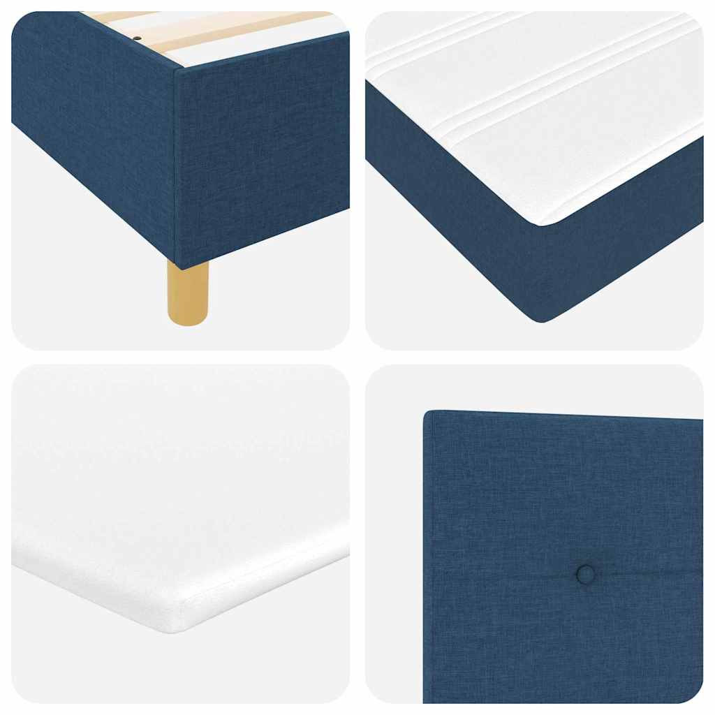Box Spring Bed with Headboard Blue 190 x 140 cm Fabric