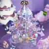 Purple Christmas Tree Music Box Building Block with Lights and Gift Bags Toys Adult Home Decor Gifts