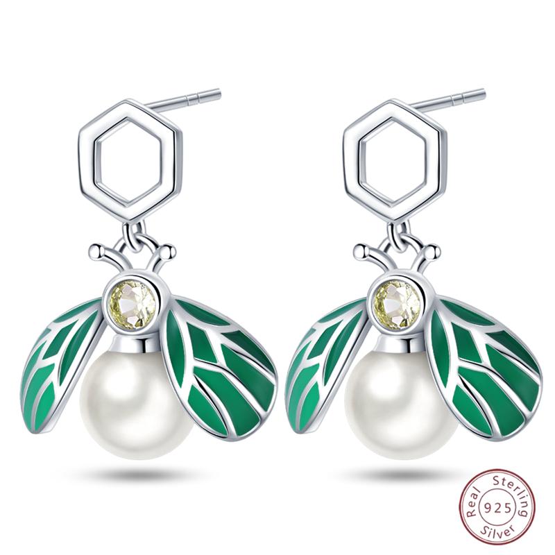 Sweet 925 Silver Ladybug Butterfly Dragonfly Iris Flower Design Earrings Fit Wedding Parties Exquisite Jewelry