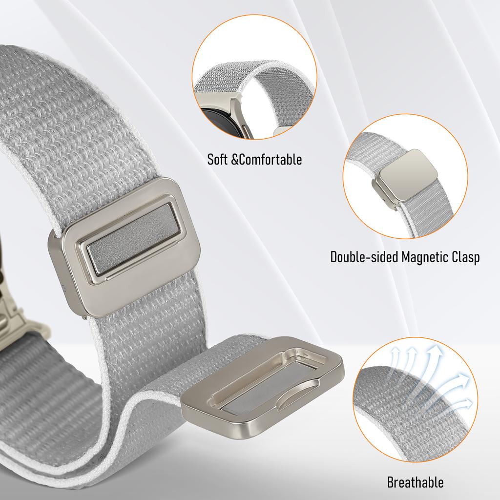 No gaps Band For Samsung Galaxy Watch 7 FE 6 4 Classic 5 pro 44mm 40mm 47mm 43mm 45 Magnetic nylon bracelet Galaxy Watch 7 Strap