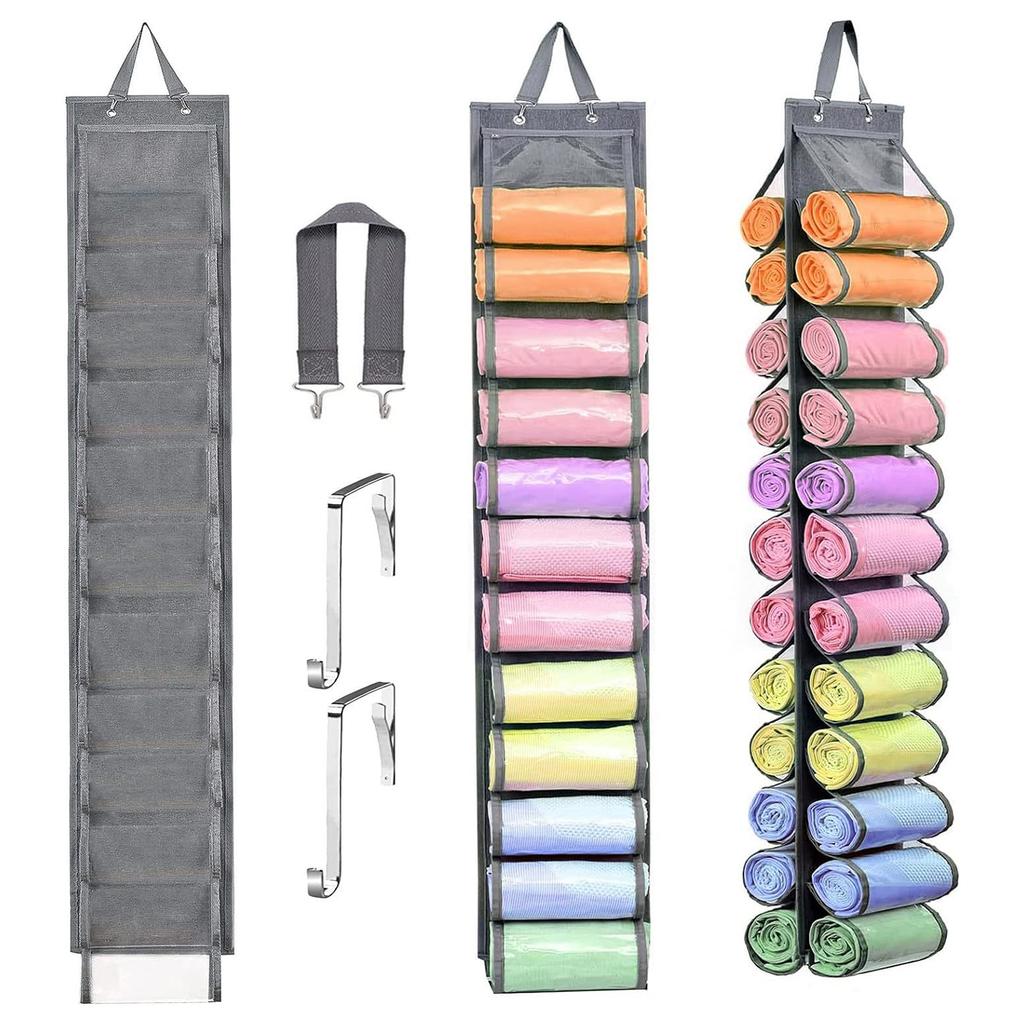 24 Pockets Dual-Sided Hanging Storage Bag Wardrobe Door Back Leggings Vest Towels Organizer