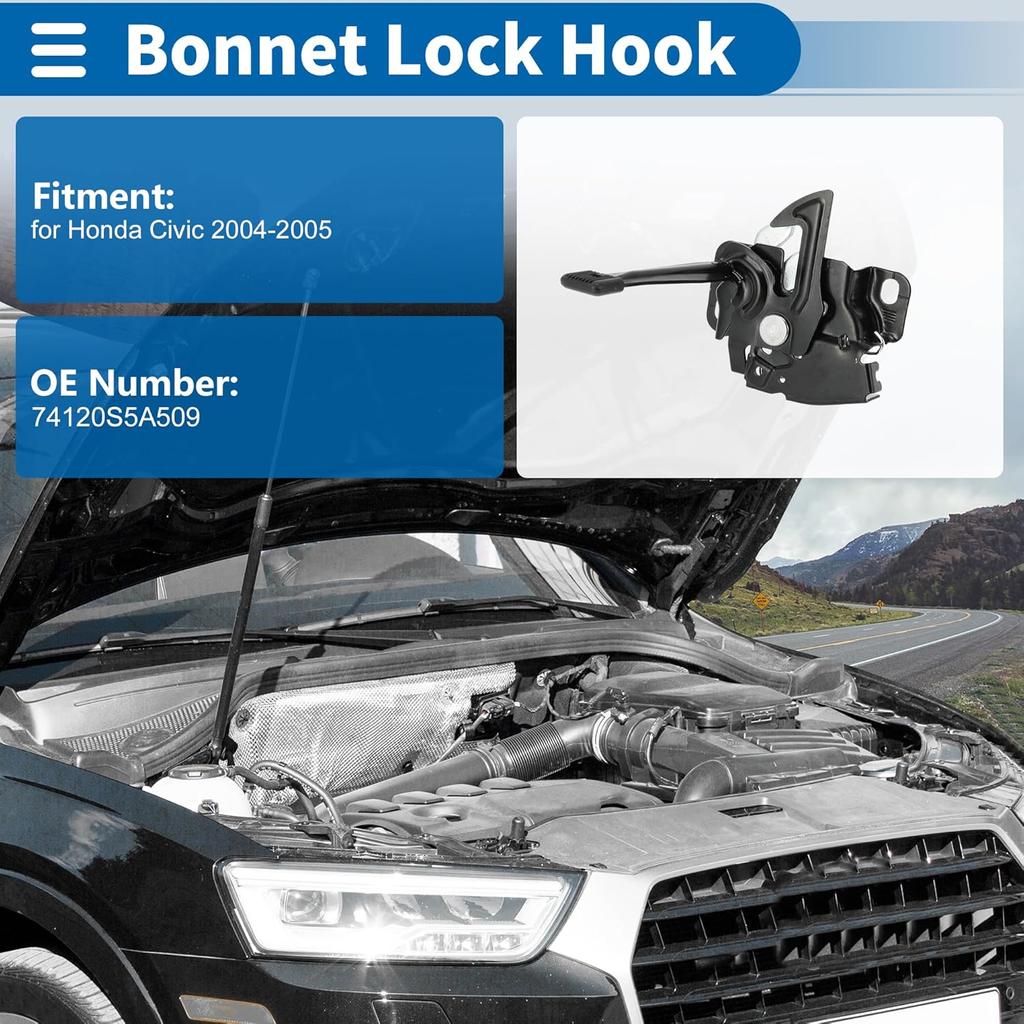 Hood Latch Assembly for Honda Civic 2004-2005 Engine Hood Latch Lock Release No.74120S5A509 1 Pc