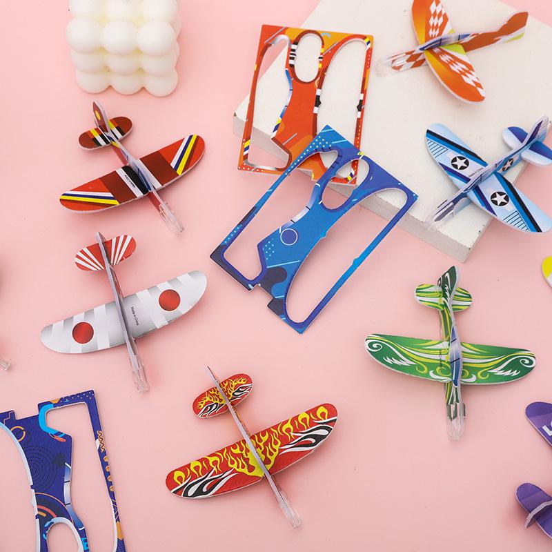 10Pcs Mini Diy Foam Airplane Glider Planes Hand Throw Flying Game Kids Party Favors Outdoor Launch Fighter Toy For Children