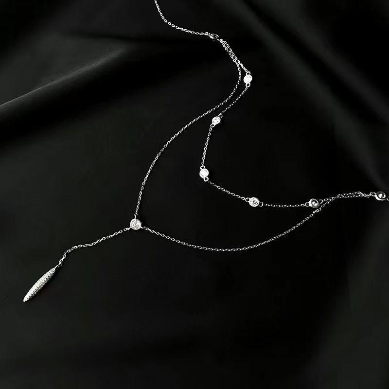 Nuova Collana Lunga in Argento Sterling 925 Semplice Forma Geometrica Collana con Ciondolo Regalo di Compleanno per Donne Gioielli Raffinati