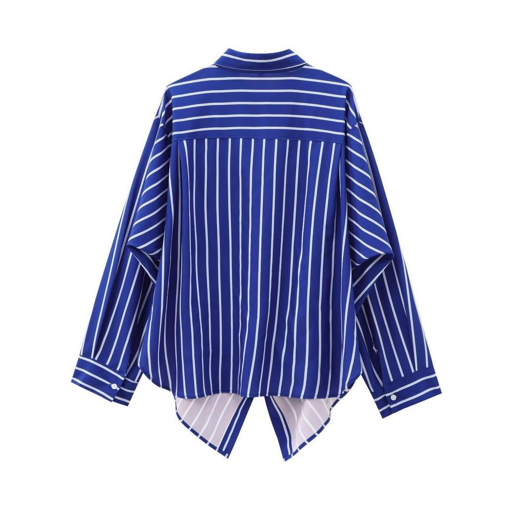 European & American Style Women's Long Sleeve Batwing Striped Shirt