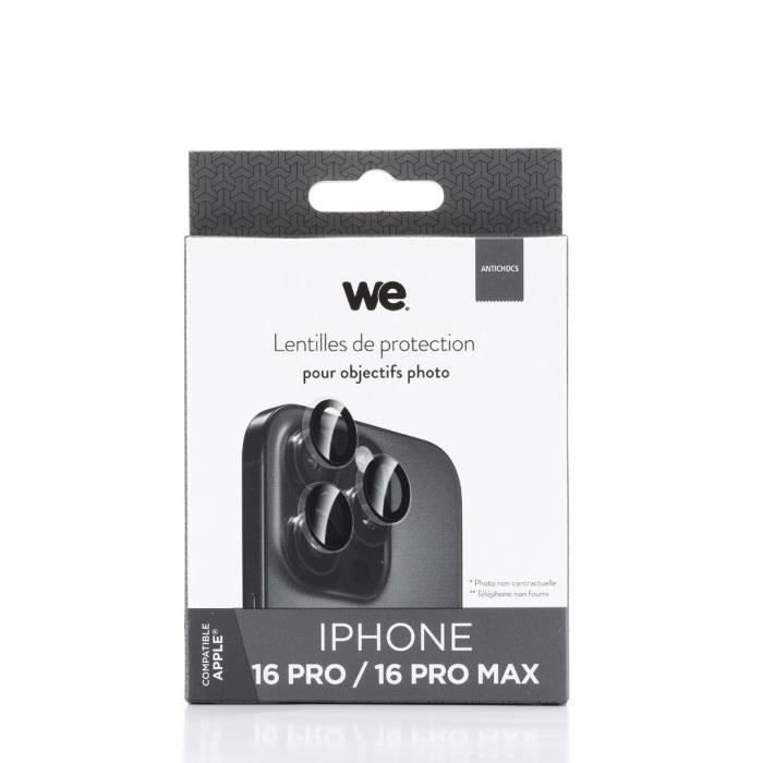 Lentilles De Protection - WE - iPhone 16 PRO/16 PRO MAX - Transparent - Noir - 3 Lentilles Incluses