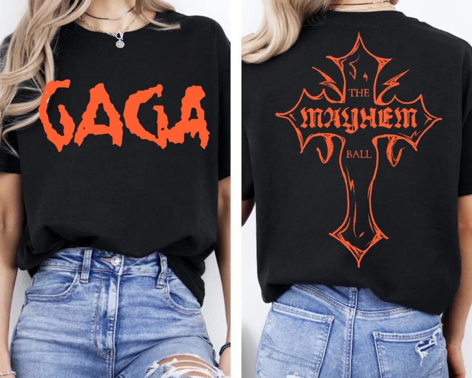 Vintage Lady Gaga Shirt Mayhem Tour 100% Cotton T-shirt Mens Tees Top Lady Gaga Merch Gaga Concert S-4XL 3XL