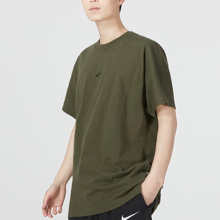 Nike Logo Sport Breathable Round Neck Short Sleeve T-Shirt Men Tops Army-Green DD7019-326