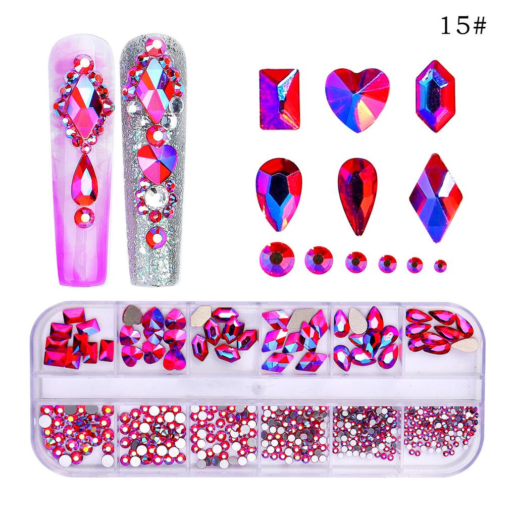 New 12 Grid Nail Drill Irregular Flat Bottomed Rhinestone AB Nail Accessory Nail Decoration