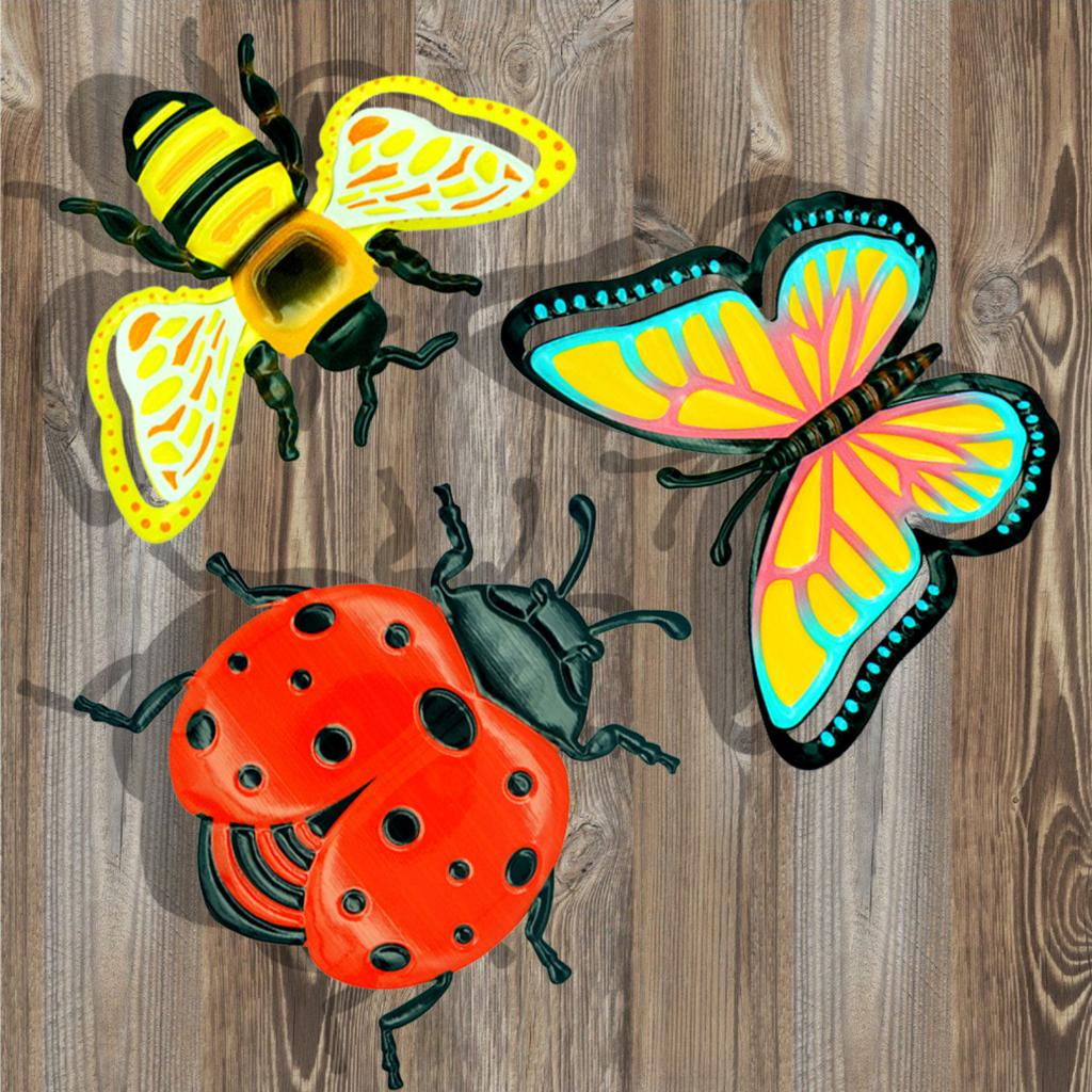3 Stück Metall Outdoor Wanddeko Insektenornamente Set für Garten Terrasse Hof Dekoration Langlebig Wetterfest Insekten Wandhänge Skulpturen