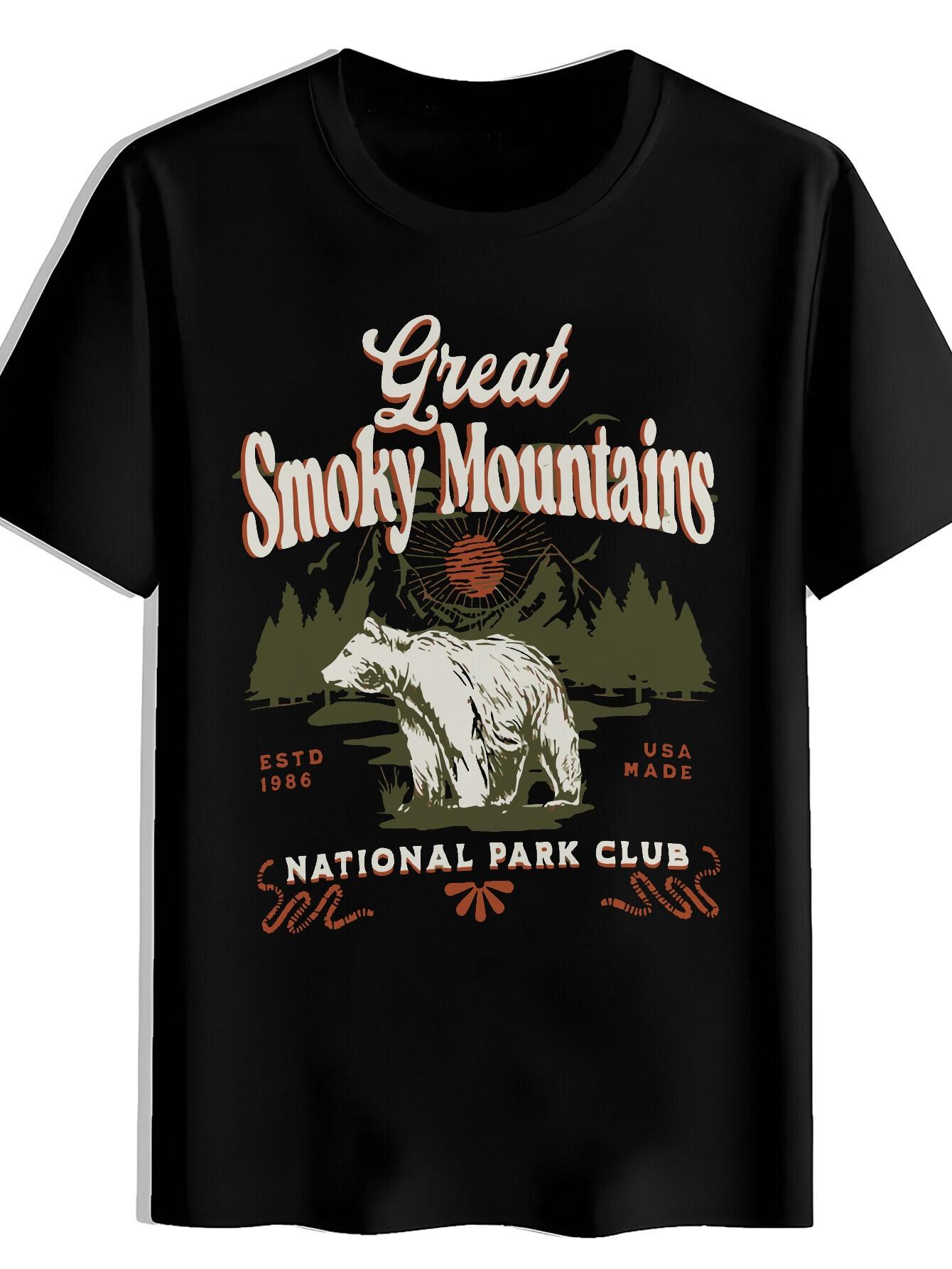 T-shirt Great Smoky Mountains National Park - Smoky Mountains Logo & Bear Design XS