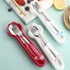 Cute Cat Paw Cutlery Set Stainless Steel Fork Spoon with Storage Box Dinnerware Tableware Silverware Lunch Portable Tableware