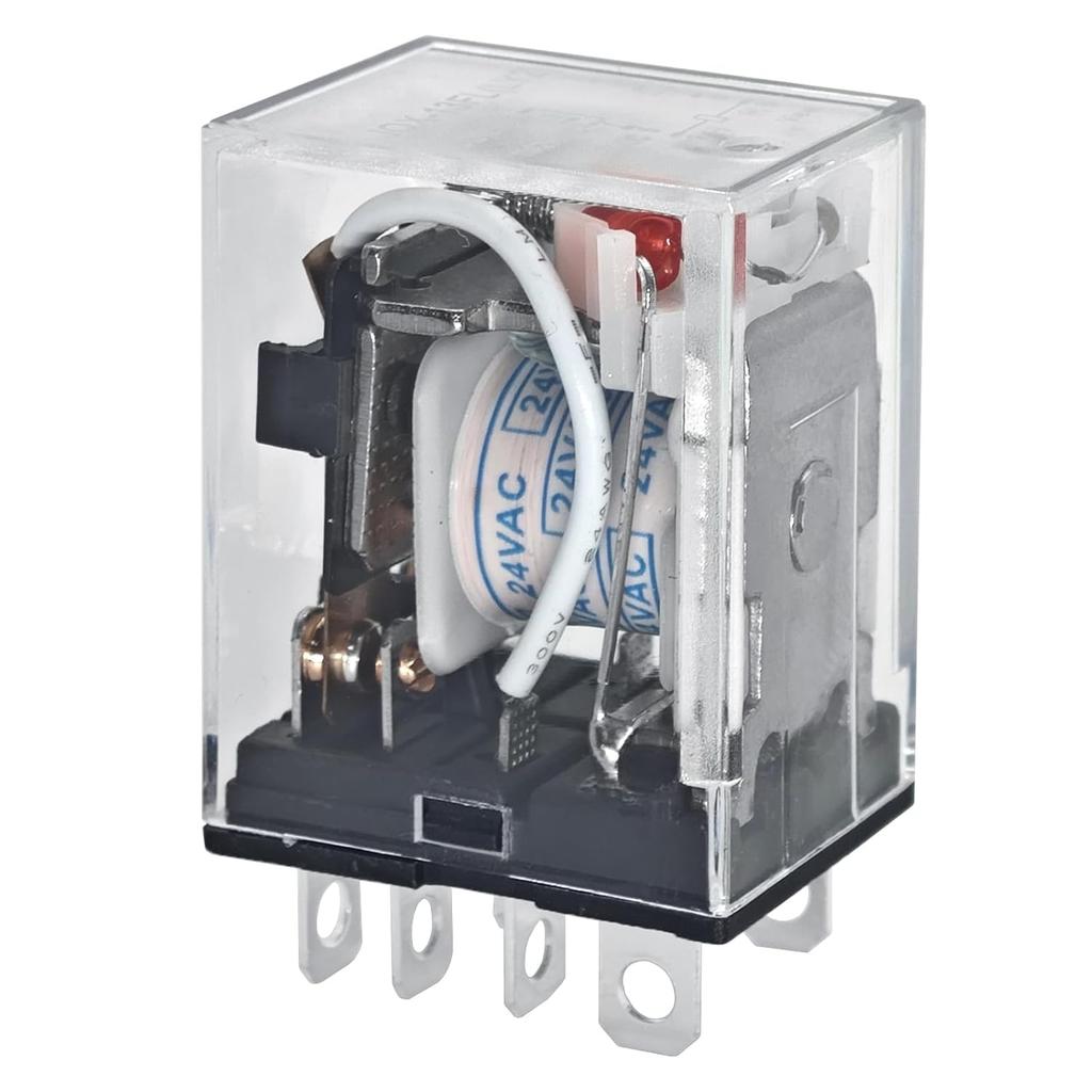 (Pack of 2) LY2-AC24 General Purpose Power Relay -10A Contact Rating DPDT, 24VAC Rated Voltage, 46Ma at 60hz Rated Load Current - Reliable Electric