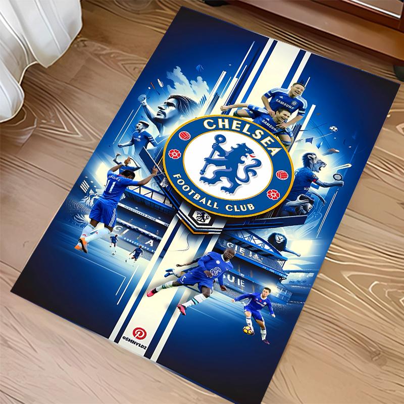 1pc Chelsea FC logo Print Area Rug - Soft,Washable Non-Slip Indoor Mat for Office Chairs,Living Room,Home Office Decorative Rug