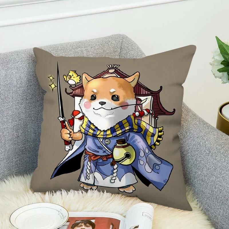 Pillowcase 45*45 Shiba Inu Pillow Cases For Bed Chair Cushion Cover 45X45Cm Fall Decoration Decorative Pillows Lounge Chairs