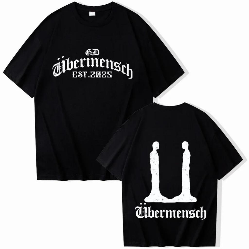 Gdragon-Übermensch 2025 T-Shirt Mann Frau Harajuku O-Ausschnitt Sommer Freizeitshirt
