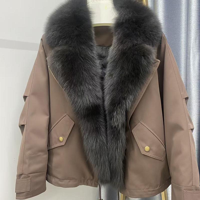 Fur Parka Jacket Fashion Short White Down Coat Winter Clothes Women Real Fur Puffer Jacket