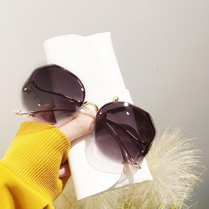 Protective Glasses Rimless Sunglasses Women Metal Female Vintage Ladies Stylish Design Oversized Square Sun Glasses UV400