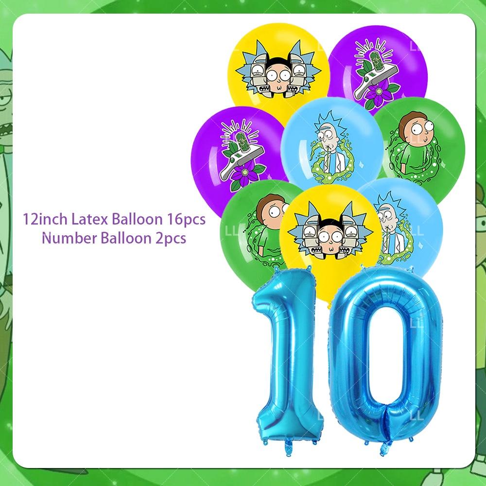Rick And Morty Fans Child Birthday Party Decoration Anime Character Cake Topper Balloon Set Baby Shower Banner Adults Kids Gift