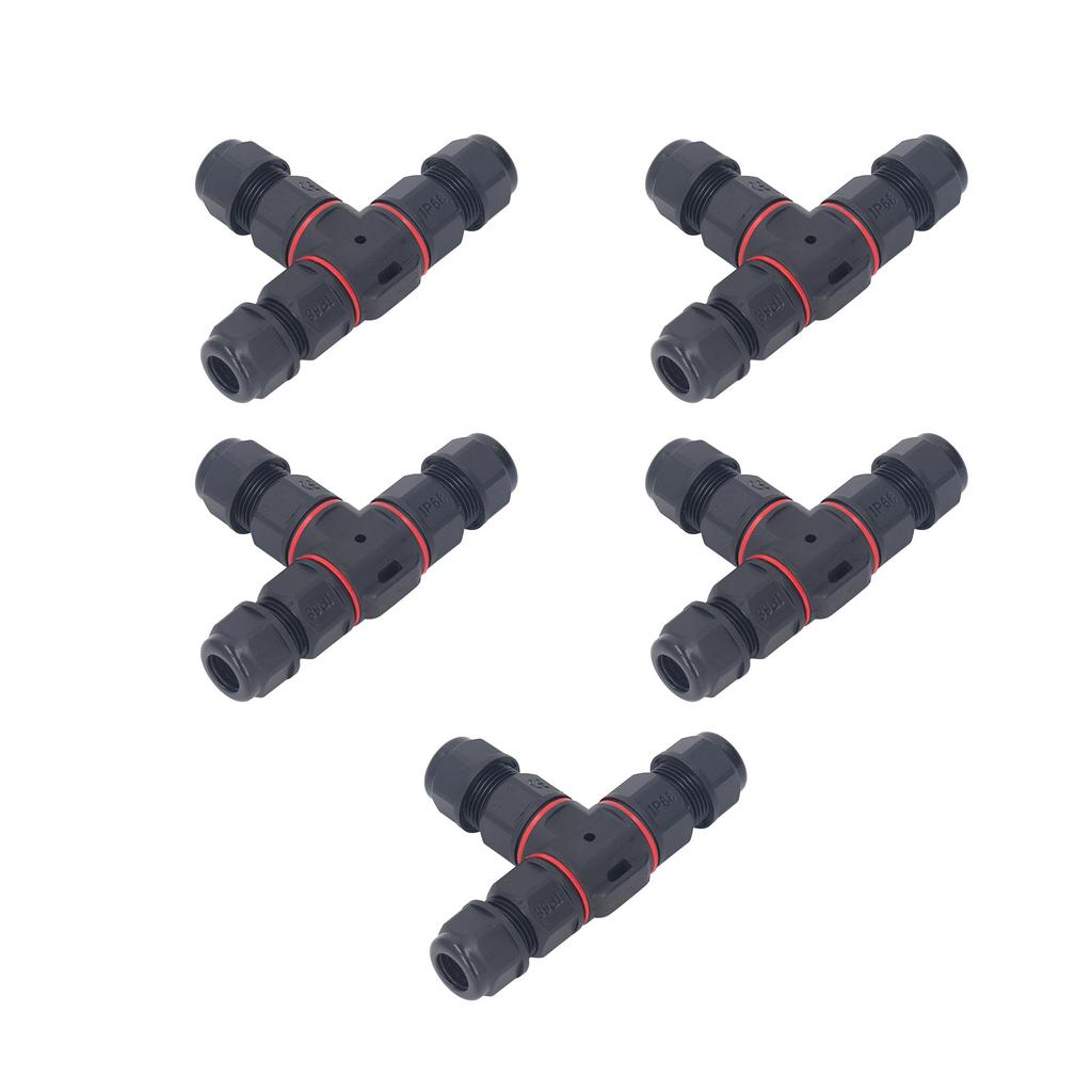 5Pcs T Type Aviation Connector 3 Pin Butt Joint IP68 Waterproof Plug Socket 16A AC250V