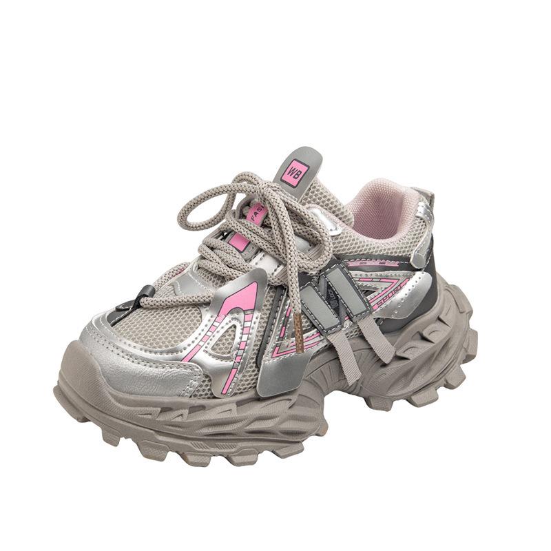 Modne sportowe buty na grubej podeszwie w koreańskim stylu dla dziewcząt i chłopców 2025