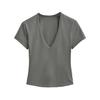 Deep V-neck Short-sleeved T-shirt Women's Summer New American Spice Girl Solid Color Slim-fitting and Thin Bottoming Shirt Sports Top