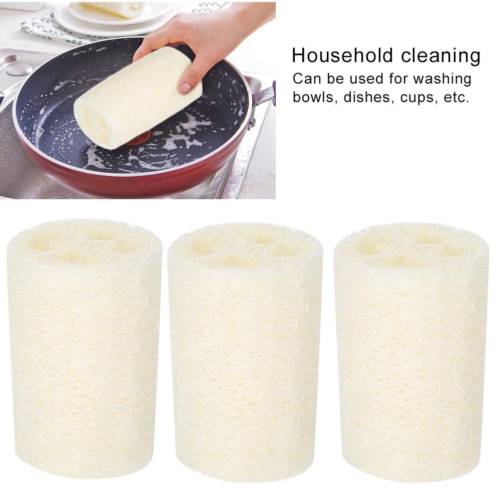 6Pcs Natural Loofah Bath Shower Exfoliating Sponge Kitchen Clean Scrubber 3in