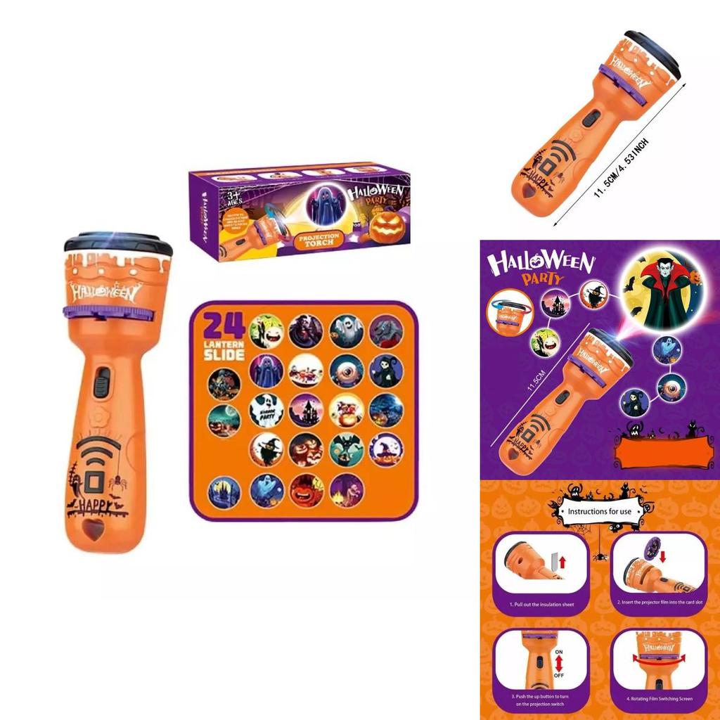 Colorful Halloween Projector Flashlight Party Prop Ideal For Kids Unisex Gift