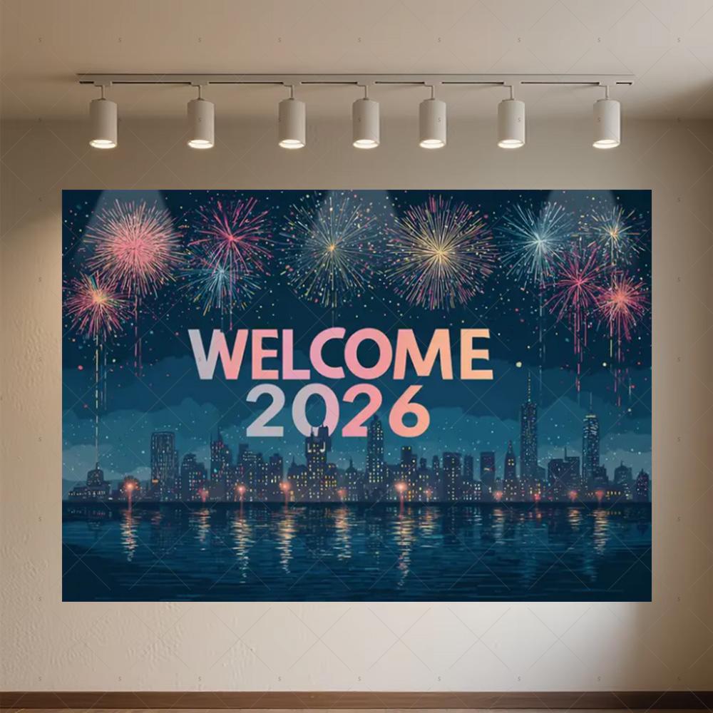 Black Gold New Year Background Banner Glitter 2026 Happy New Year Backdrop Supplies Balloons New Year Party Decoration Gifts
