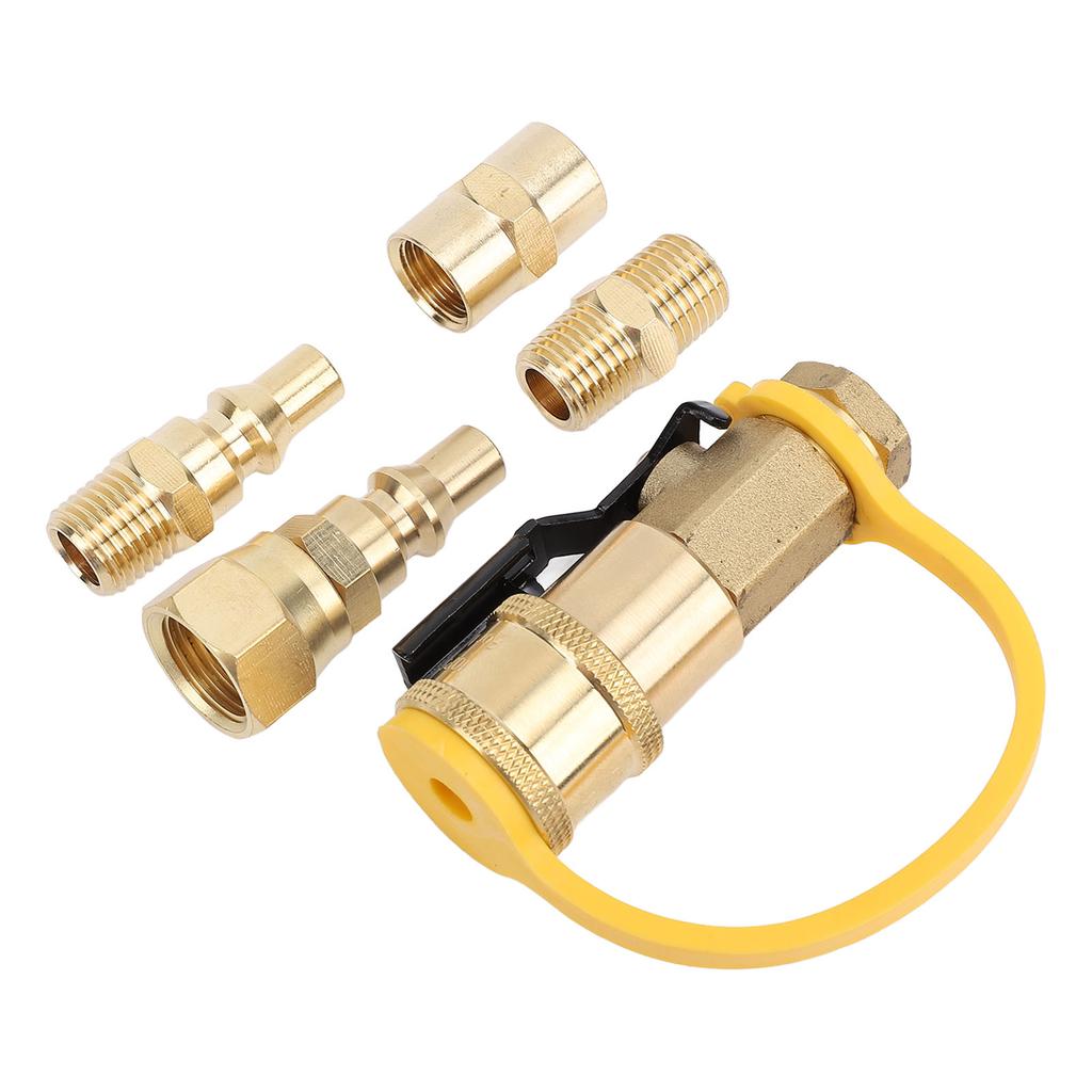6PCS RV Quick Connect Adapter Fittings 1 4in Brass Shutoff Valve Kit for Trailers Motorhome Camping Vehicle