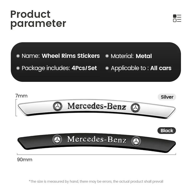 4Pcs Metal Car Wheel Hub Sticker Decorative Accessories For Mercedes Benz AMG GLE GLC W205 W206 W203 W204 W210 W212 W213