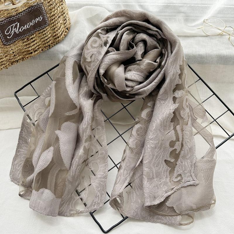 Spring/Summer New Simulated Silk Stain Dyeing Cutting Flower Thin Scarf Sunscreen Shawl