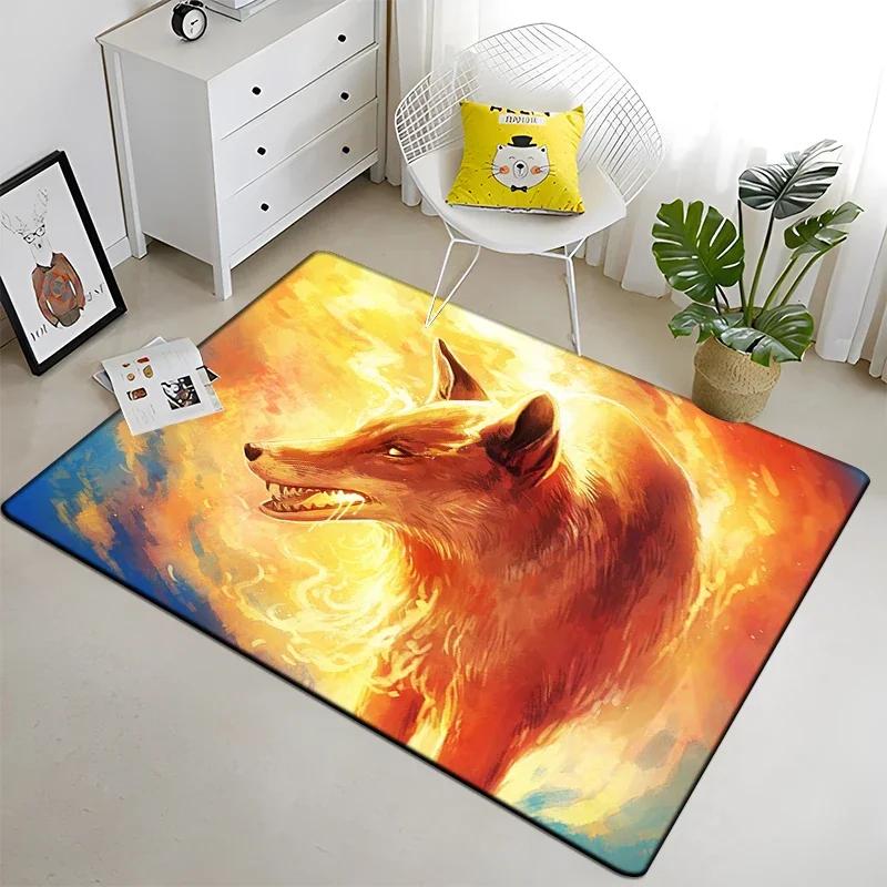 Wolf and Moon Pattern Carpet for Living Room Bedroom Home Decor Non-Slip Sofa Coffee Table Large Area Rug Soft Yoga Floor Mat